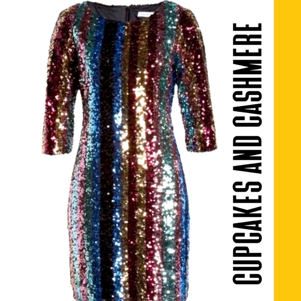 Cupcakes & Cashmere sequined stripe‎ showstopper dress XS NWOT